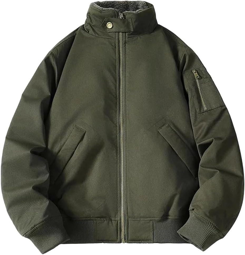 Men's Autumn Winter Jacket Casual Windproof Warm Stand Collar Outerwear