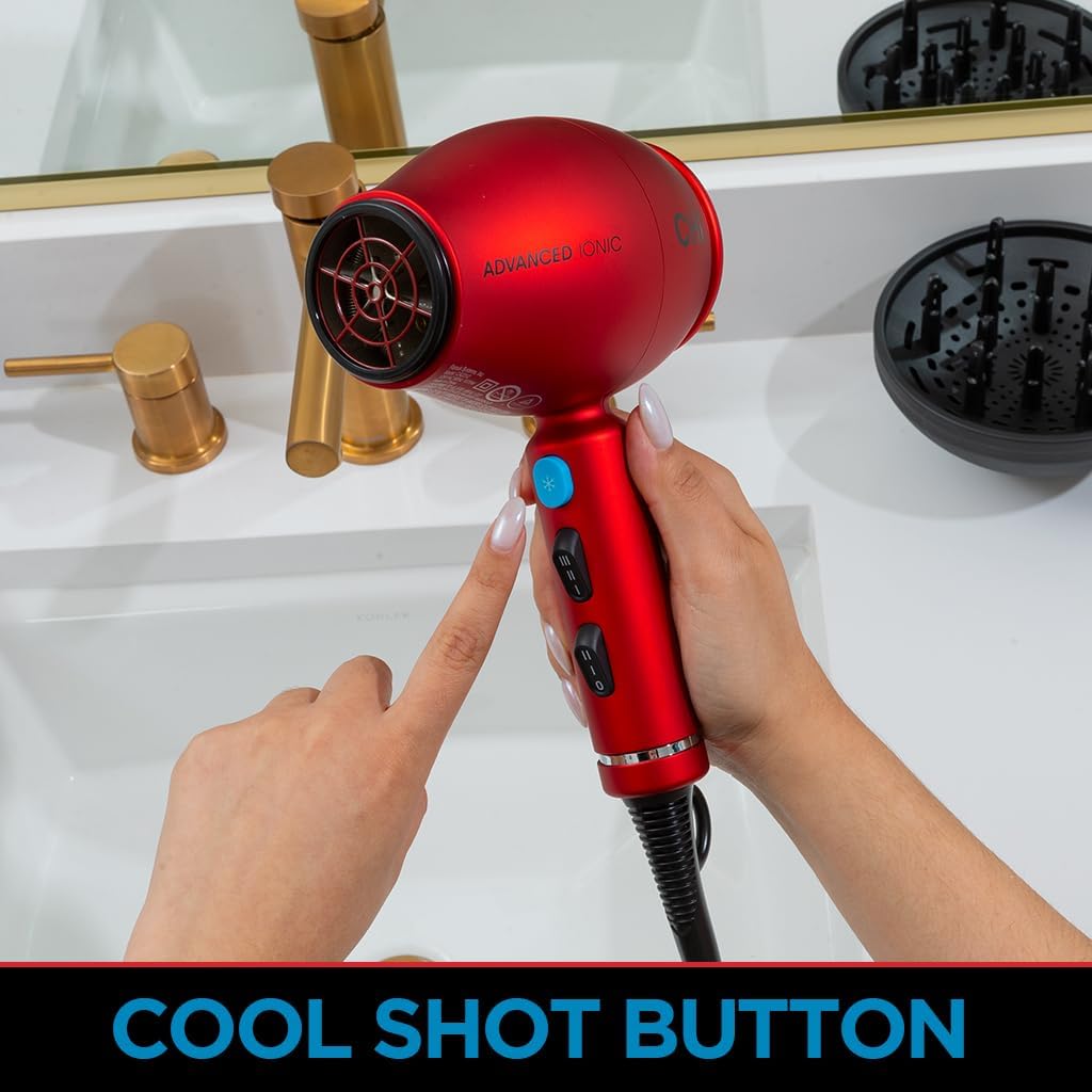 CHI 1875 Series Advanced Ionic Compact Hair Dryer, Blow Dryer For Ultra-Fast Hair Drying, Reduces Frizz & Increases Shine, 3 Heat + 2 Speed Settings