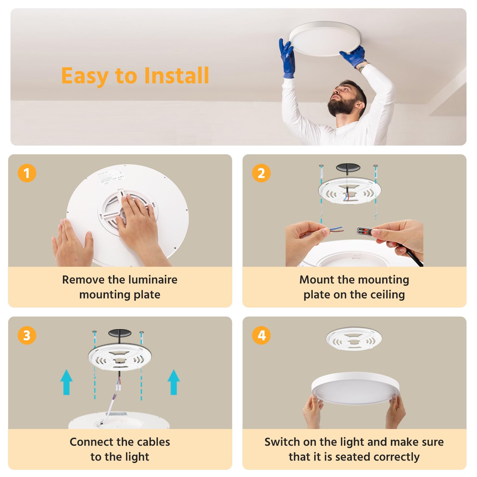 VivaLet LED Plafoniera con Sensore di Movimento 28W 2800LM, 3000K/4000K/6000K Lampada da Soffitto Dimmerabile Piatta con Telecomando, Sensore Crepuscolare per Bagno, Cantina, Scale, Garage IP54 30cm