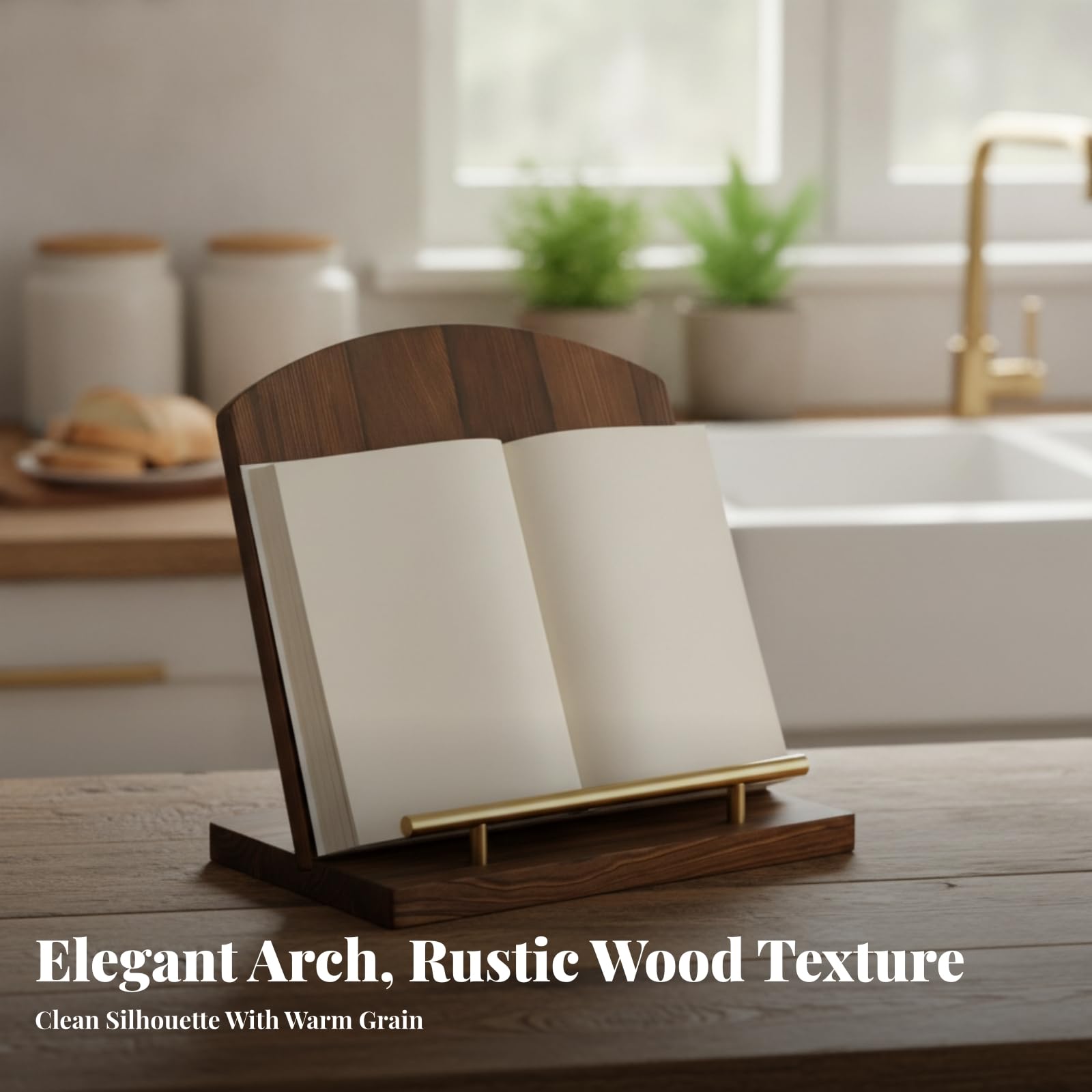 Atril para Libros Estable | Vintage, Resisn, Madera con Dorada, para Cocina