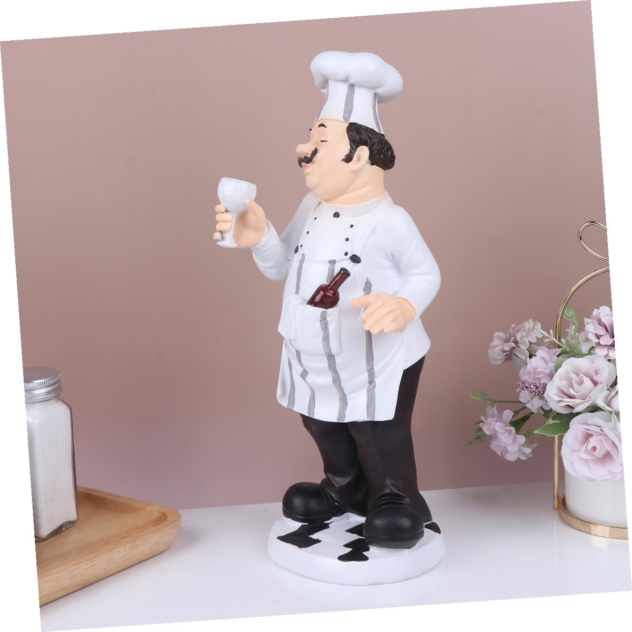 TOYANDONA Statuetta in Resina Chef Europeo, Ornamento da Cucina Stabile e Decorativo per Casa, Bistrot e Pasticceria, Figura da Collezione Divertente per Arredamento Tavolo