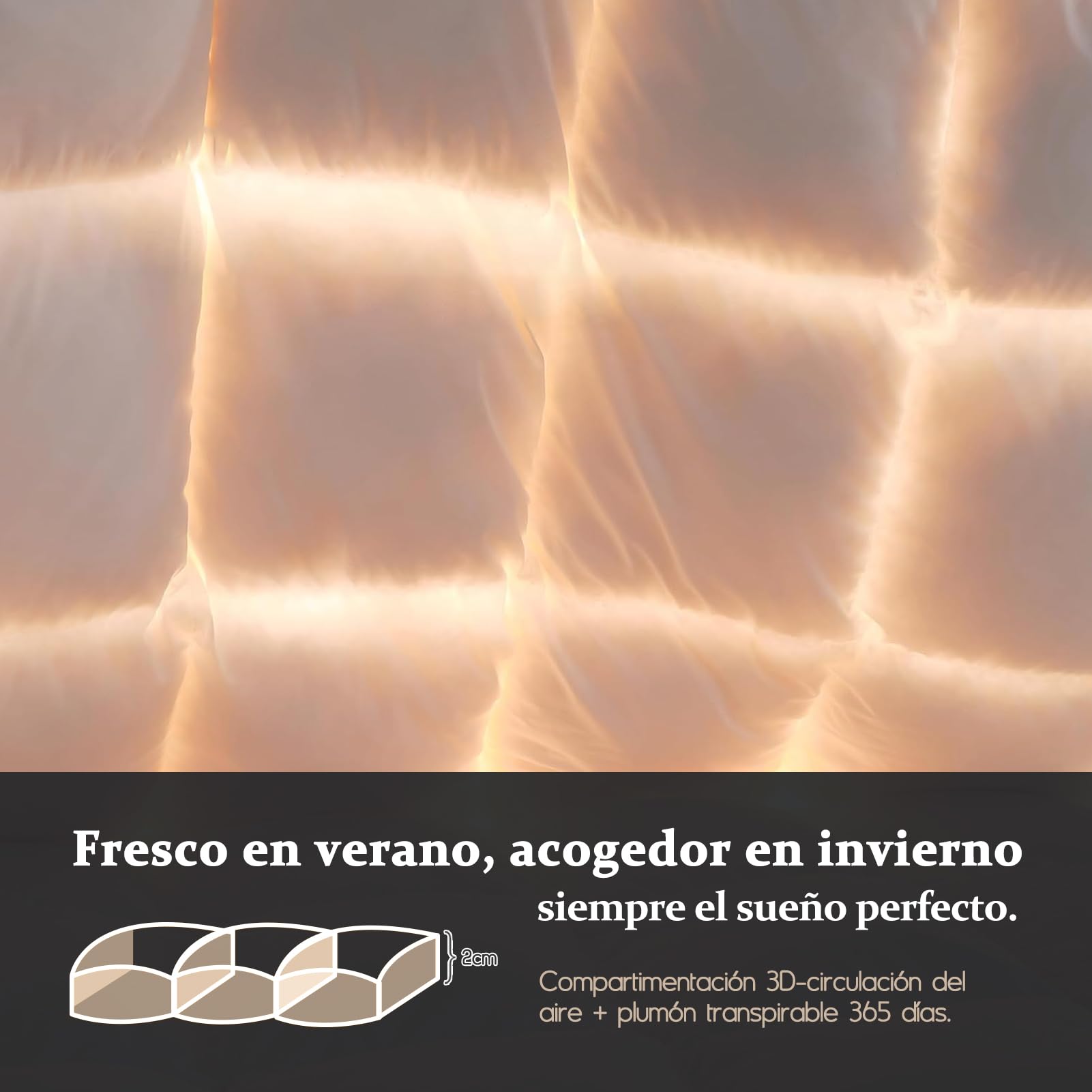 BPC Edredón de Plumón Oca Cama 105 100% Algodón Orgánico, 80% Plumón y 20% Plumas Edredon Nordico Blanco para 4 Estaciones, Edredones Natural de Hotel, Fluffy Medium Down Duvet 200x200 cm,Down Blanket