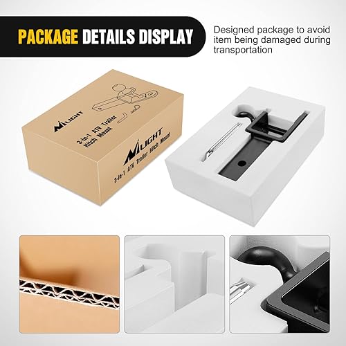 Miniatura 7 de Nilight Soporte de enganche múltiple 3 en 1 ATV UTV con bola de 2 pulgadas nominal de 2000 libras, se adapta a la correa del cabrestante receptor de