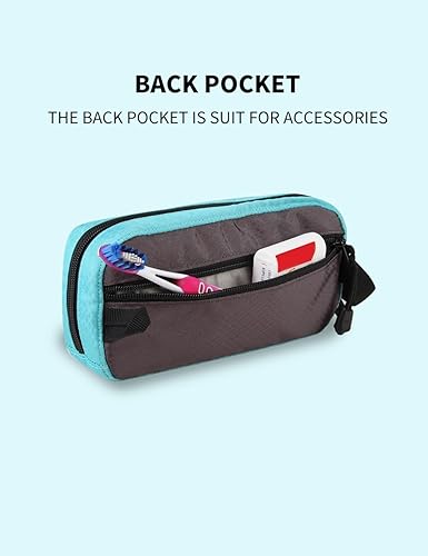 Miniatura 4 de GOX Neceser de primera calidad, estuche para kit Dopp para viajes, bolsa organizadora de cosméticos multifunción (grisazul cielo)