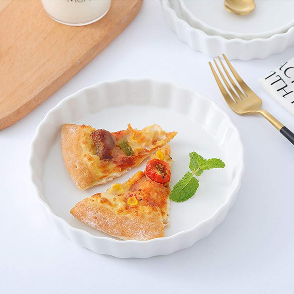 Foraineam Juego de 8 piezas de porcelana poco profunda Ramekins, 5 onzas de crema Brulee Ramekin Platos redondos para hornear Ramekins Set