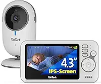 TakTark Babá Eletrônica, 4.3" Câmera para Bebês com Monitor, 2 Way Audio, Visão Noturna Infravermelha, Áudio Bidirecional, Detecção de Som VOX, Monitoramento Temperatura, Ideal para Novos Pais