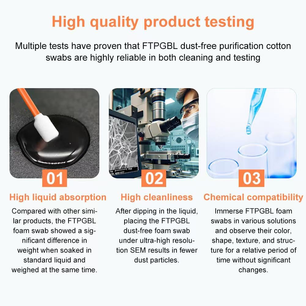 200 PCS Cleaning Swab Kit Lab Lab Microfiber Knitted Polyester Cleaning Sticks Professional Lint Free Lab Swabs for Printer, Gun, Optics Lens, Camera, Arts and Crafts, Automotive Detailing (5 Sizes) — Amazon image 3