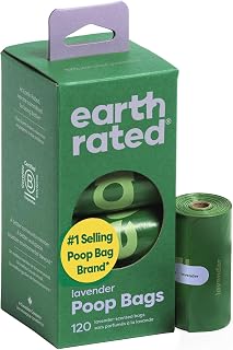 Earth Rated Lavender Scented Poop Bags for Dogs - 100% Leak-Proof, Extra Thick Refill Rolls, 120 Count