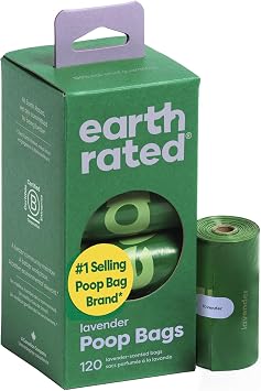 Earth Rated Poop Bags for Dogs Leak Proof and Extra Thick Waste Bag Refill Rolls, Lavender Scented, 120 Bags