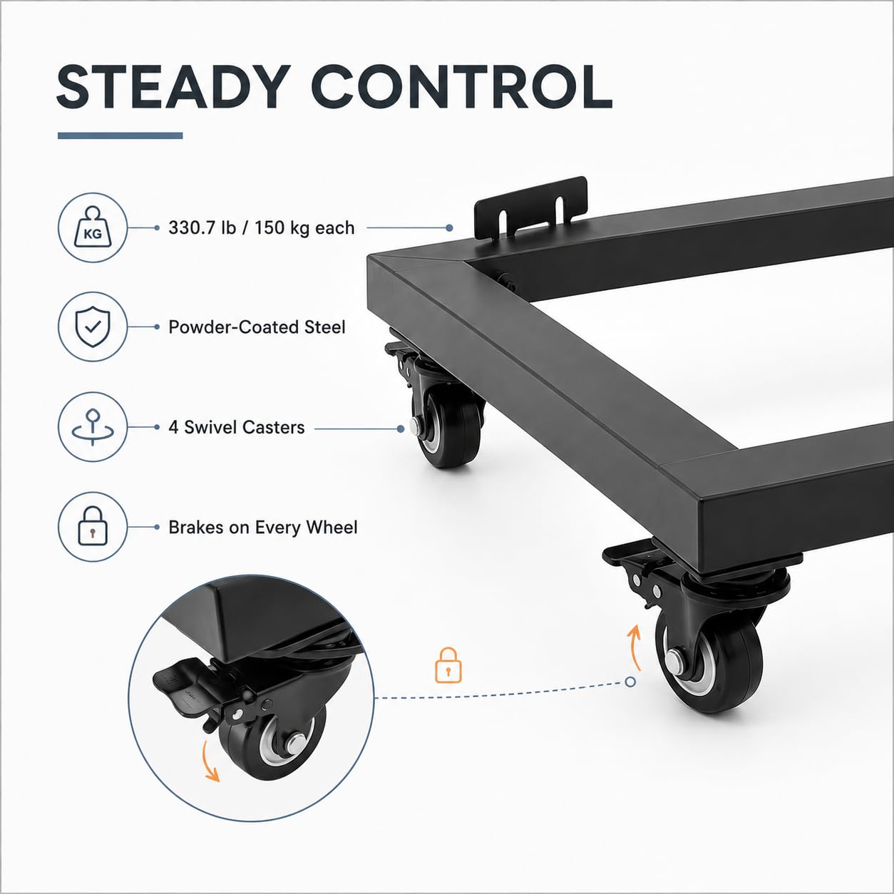 Carro para muebles (2 unidades, con ruedas, 150 kg, 80 x 43 x 12 cm)