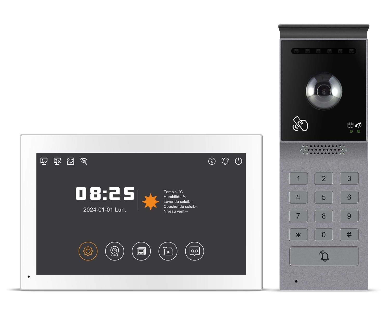 Visiophone Filaire Connecté à 2 Fils,Interphone Vidéo IP WiFi avec 7'' écran Tactile,Résolution 1080P,Unlock à Distance Via APP/IC Cartes,Audio Bidirectionnel, NO/NC Verrouillage de Porte