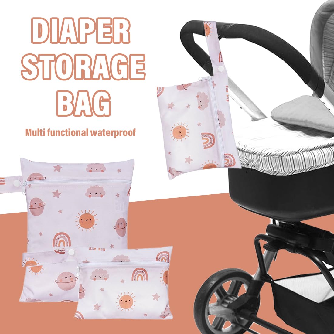 SULIUDAJI 2 Pezzi Wet Bag Pannolini Lavabili Mini Borsa Riutilizzabile Arcobaleno