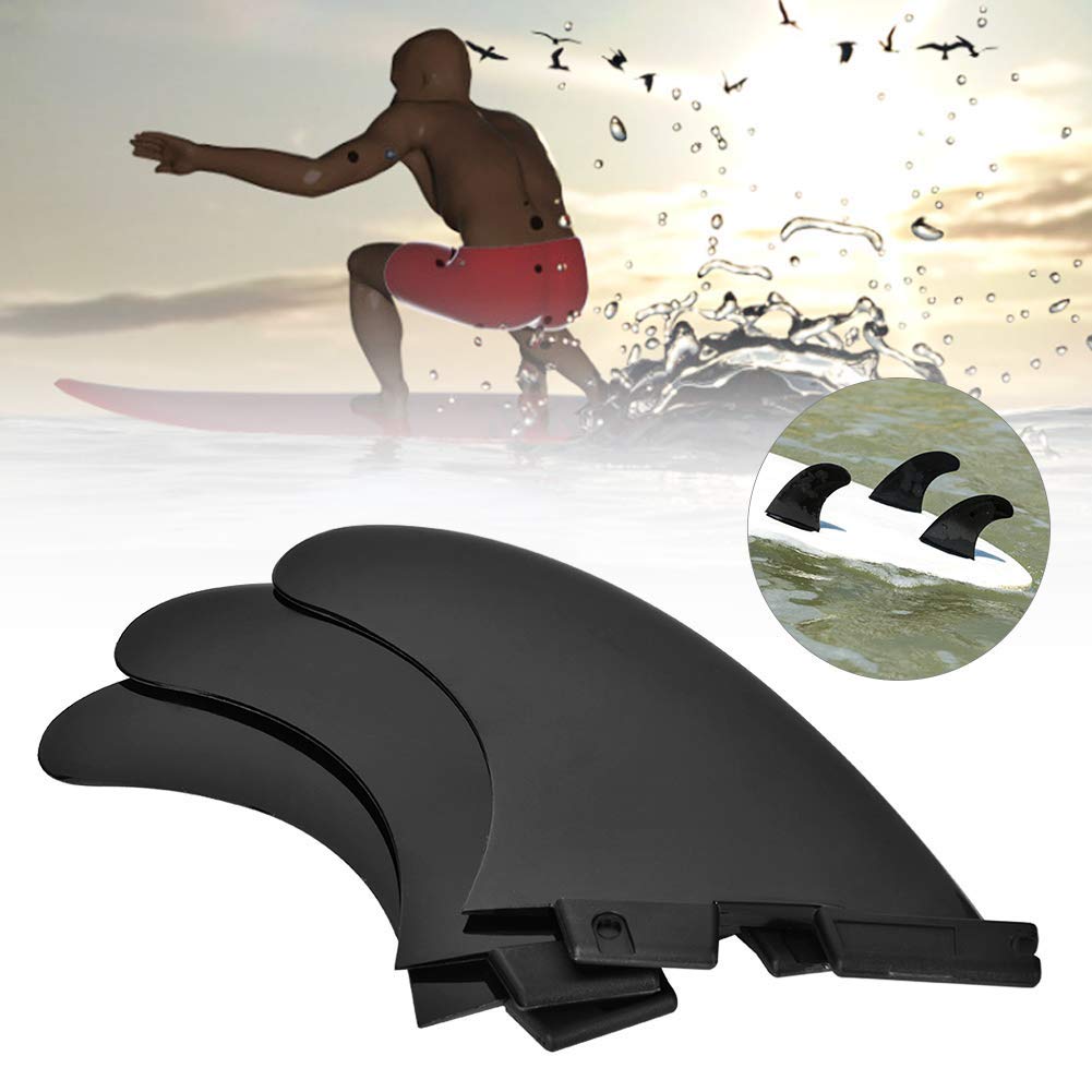 Aileron arrière de Planche de Surf, 3 pièces/Ensemble FCS2 G5 Fibre de Verre Noir aileron arrière de Planche de Surf Professionnel Accessoire de Surf Flexible pour Paddleboard