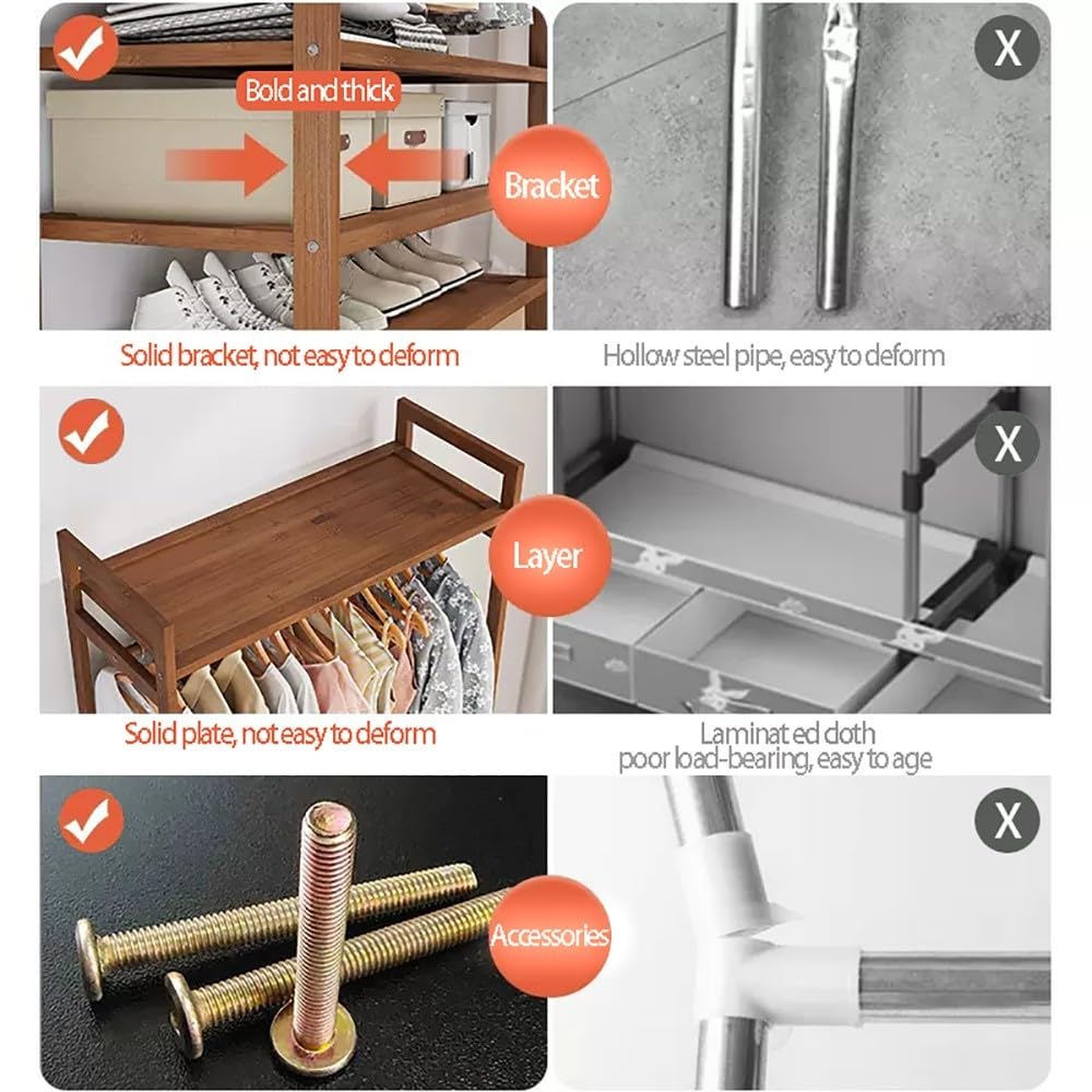 Perchero Burro Bambú, Armario Abierto Madera Perchero, Multifuncional Armario Abierto Burro Maciza Perchero Estante Dormitorio For Zapatos para Ropa Zapatos Bolsas, Carga: 100 kg