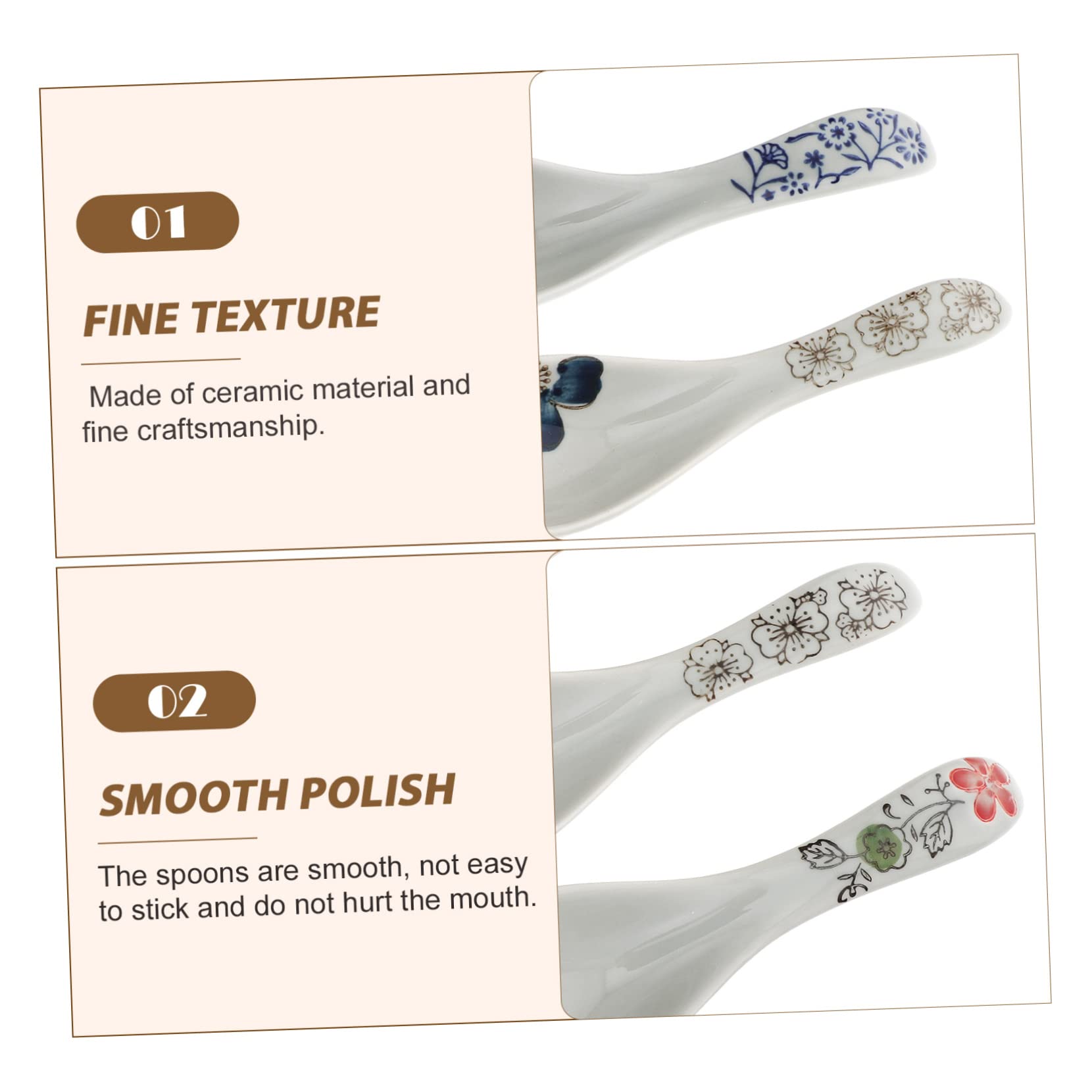 Cabilock 4 Pcs Spoon Tiny Stirring Kitchen Mini Food Small Mixing Cooking Soup Porridge Cereal Serving Scoops Portable Tableware Home Dining Ceramics