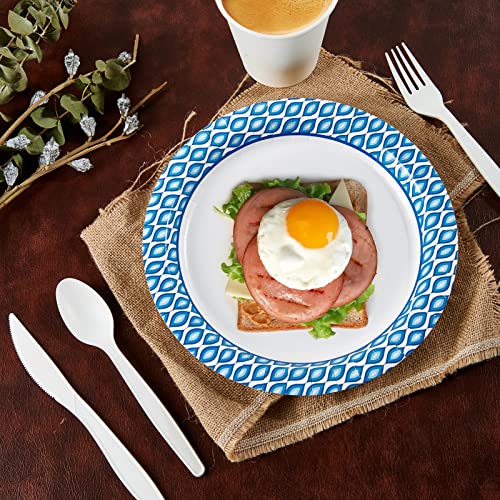 MUCHII Paper Plates 10 Inch, 150 Count Soak and Cut Proof, Blue Large Disposable Plates Bulk for Daily Use, Parties - Thumbnail 4