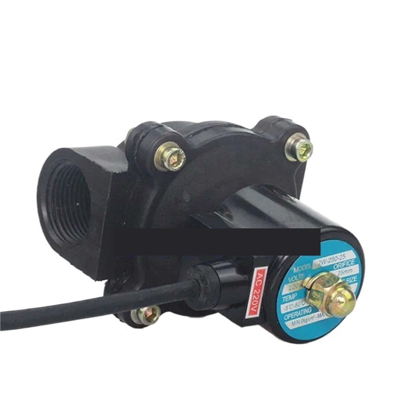 2-drożny plastikowy zawór elektromagnetyczny 1 cal 2,5-0,6 cm normalnie zamknięty (2,5-0,6 cm, DC12V)
