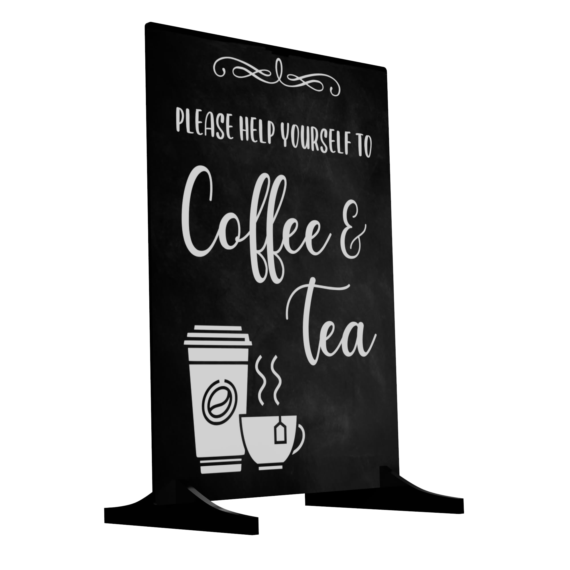 Please Help Yourself To Coffee & Tea Sign/Notice - Freestanding sign for Guests, Customers, Clients Coffee Mornings, Meetings, Conferences where refreshments are served. A4 Size with Wood Stand. - Image 3
