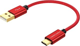 6 inch Short USB to USB C Cable CableCreation, Red USB A to USB C Cable 3A Fast Charging Braided USB C Male to USB Male Cable for Power Bank, Galaxy S23, iPad Pro iPad Mini S22 S21 Z Flip, etc, Red