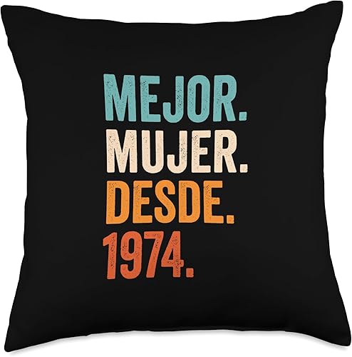 49th wedding anniversary gifts for her Mejor Mujer desde 1974  49 aniversario de boda, cojín de 18 x 18 pulgadas, multicolor