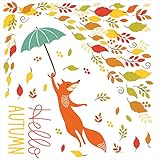 秋・お月見☆シール式ウォールステッカー autumn 中秋の名月 十五夜 紅葉 月 うさぎ 空 植物 季節 590×1327mm 剥がせる カッティングシート wall sticker 雑貨 ガラス 窓 wsl-016652-ws