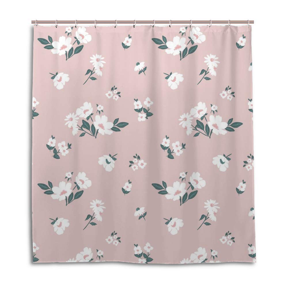 Rideau de douche anti éclaboussures polyester fleuri pour baignoire