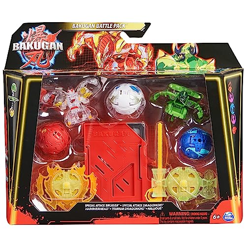 Bakugan Battle 5-Pack, Special Attack Bruiser, Dragonoids, Hammerhead, Nillious; Customizable, Spinning Action Figures, Kids Toys for Boys and Girls 6 and up