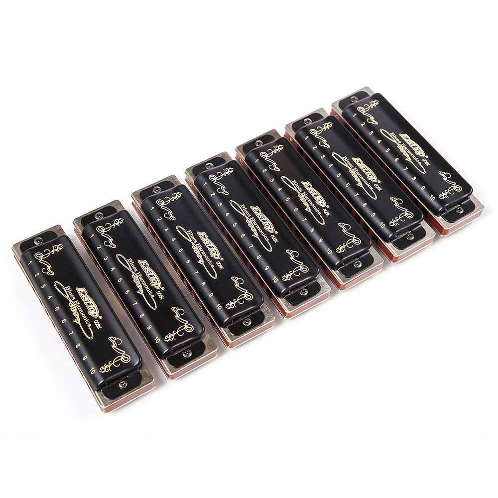 Easttop Diatonic Blues Harmonica 10 fori Blues Harmonica 20 toni 008K con custodia, più professionale armonica per principianti, studenti, adulti e giocatori professionisti (ABCDEFG-7Keys)