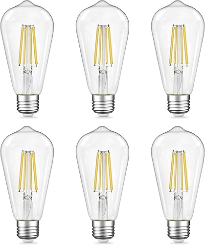 Miniatura 7 de Bombillas LED Edison regulables de 9 W (equivalente a 80 W) 1100 lúmenes, luz blanca diurna de 5000 K, bombillas LED con base ST64 E26, bombilla de
