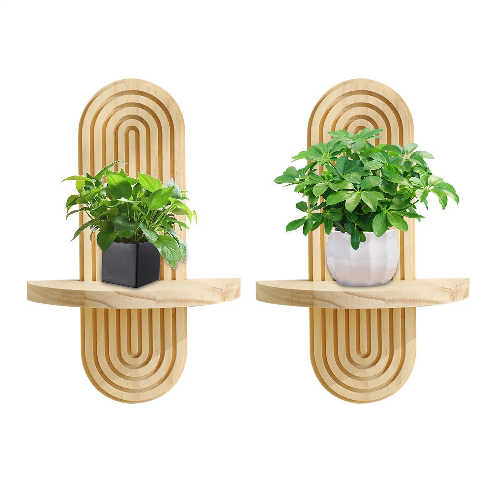 Étagère flottante bohème en bois massif pour habiller et désencombrer un mur nu