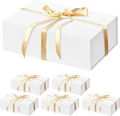 HavrePac Paquete de 6 cajas de regalo grandes de 13.8 x 9 x 4.3 pulgadas, cajas de regalo de lujo con tapas, caja de regalo con cierre magnético