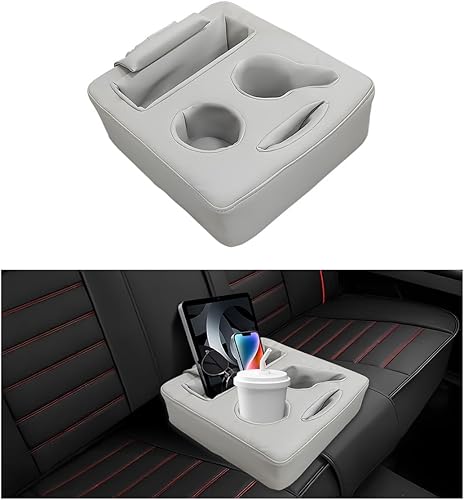 Miniatura 7 de Organizador de Asiento Trasero de Automóvil, Bandeja Expansora de Portavasos de Sofá de Asiento Trasero Automotriz de Cuero, Bandeja de Portavasos
