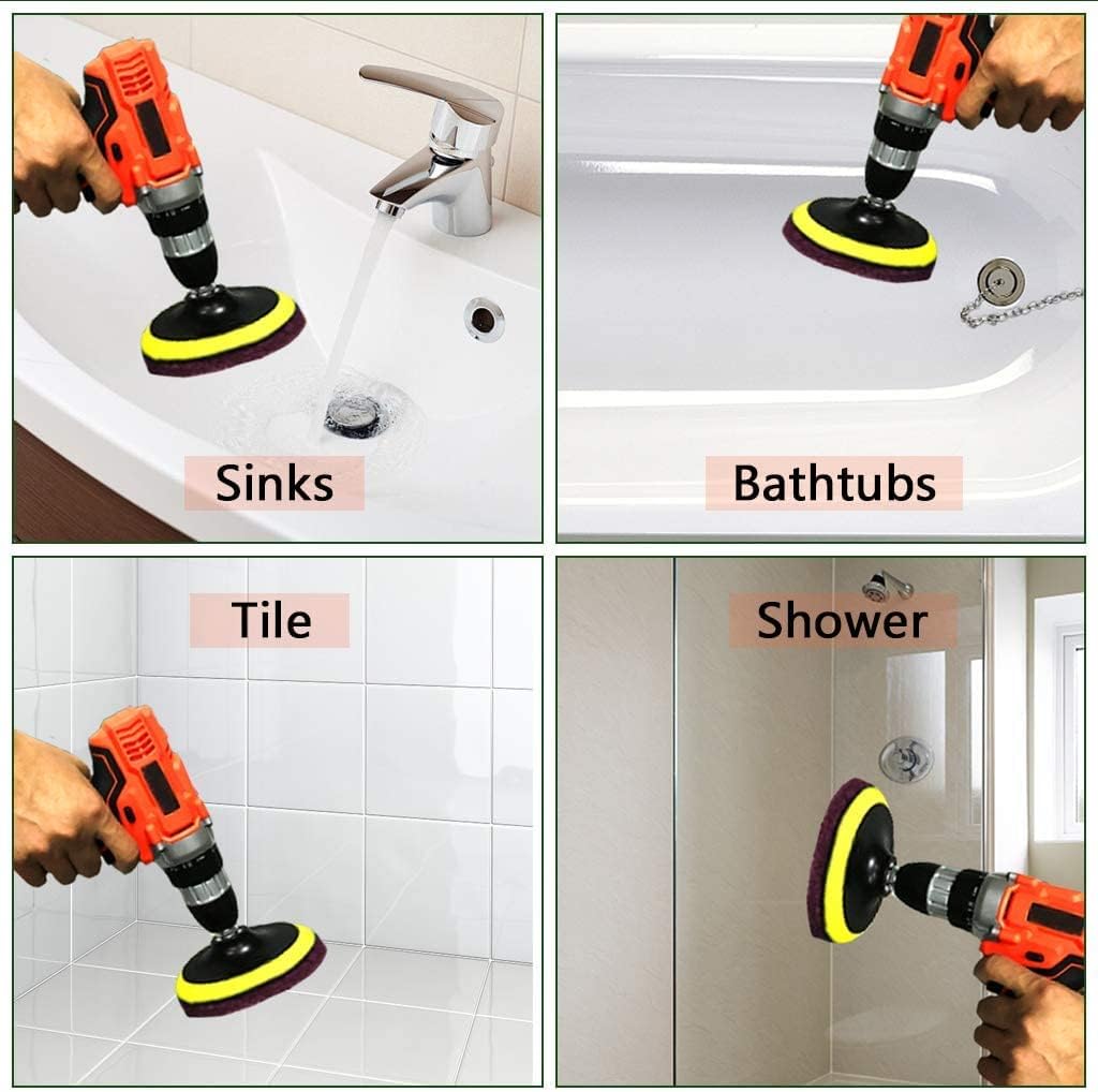 Auniwaig 1000-Grits 7 Inch Scrubber Scouring Pads, Drill Scuffing Disc Hoop and Loop Surface Conditioning Disc Drill Powered Brush Tile Scrub Scouring Pads 8pcs
