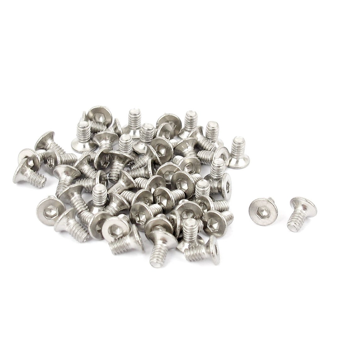 Uxcell Silver Sourcing Map M2 X 4Mm Hex Socket Countersunk Flat Head Screw Bolts 50Pcs
