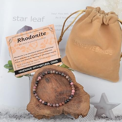 Vista 718 de MASSIVE BEADS Pulsera elástica de yoga hecha a mano con piedra natural, cristal curativo, energía, regalos para adultos unisex de 0.157 in, 0.236