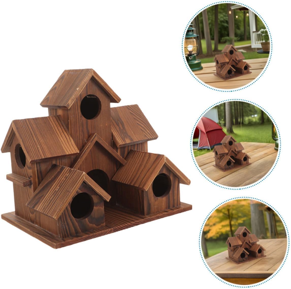 2pcs Wooden Bird Nest Box for Outdoor Hanging, Rustic Solid Wood Birdhouse Cottage Style, Garden Patio Backyard Decorative Bird House Ornaments
