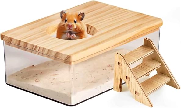 Hamster Sand Bath Container, Sand Bath For Syrian Hamster, Container With Ladder, Pet Supplies, For Small Animal Toilet Bathtub Hamster Dig Box Shower And Digging Room Litter