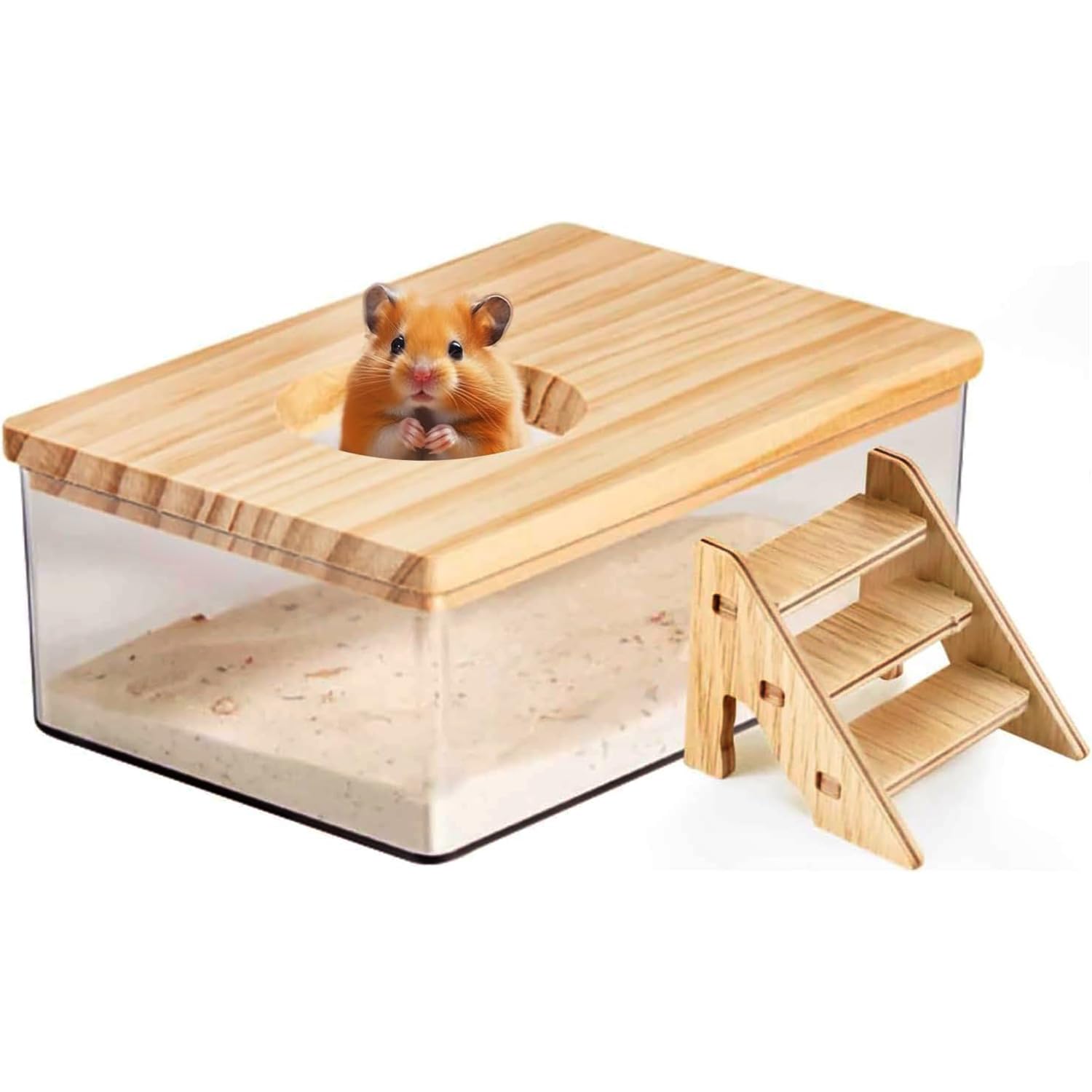 Hamster Sand Bath Container, Sand Bath For Syrian Hamster, Container With Ladder, Pet Supplies, For Small Animal Toilet Bathtub Hamster Dig Box Shower And Digging Room Litter