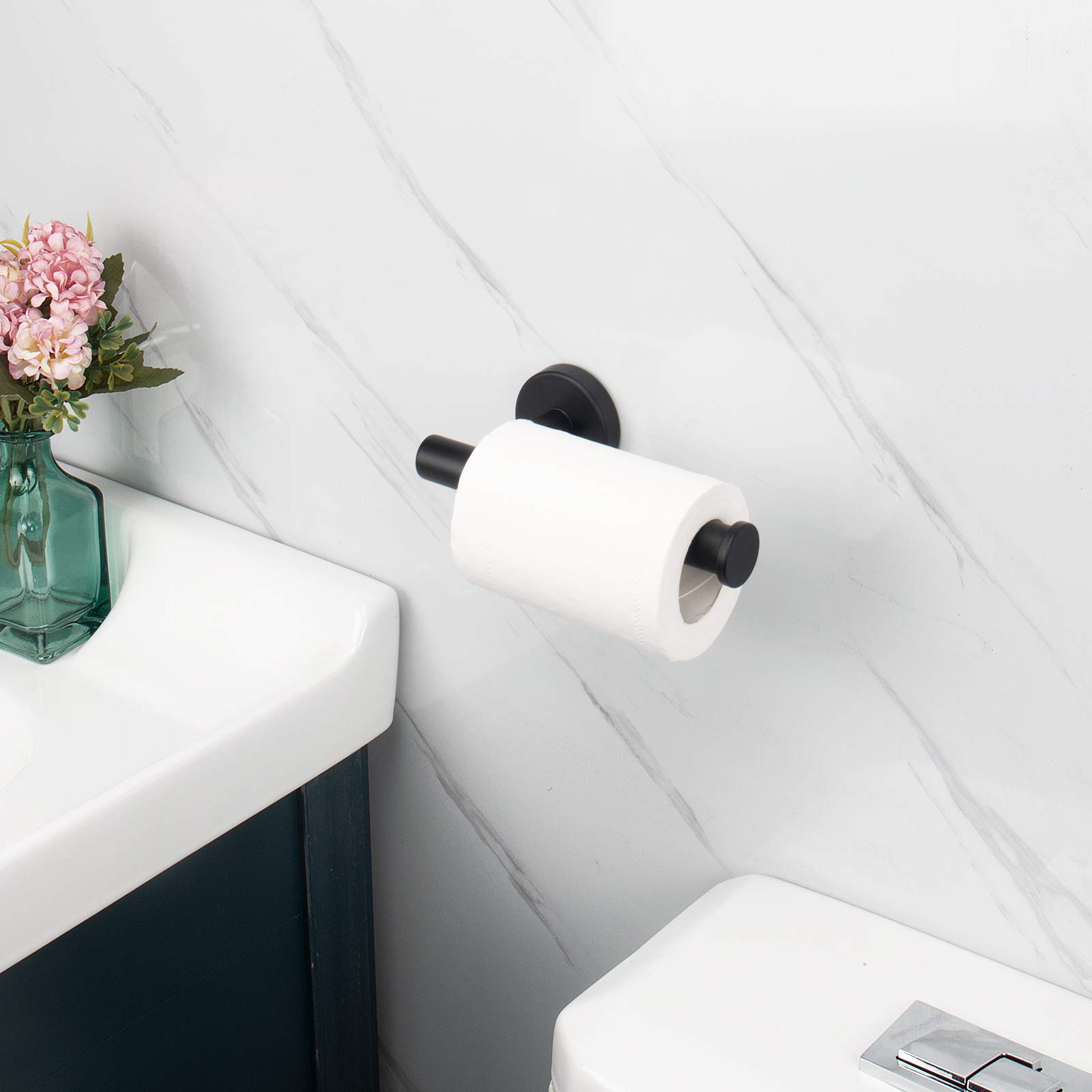 nearmoon bathroom toilet paper holder, premium sus304 stainless steel rustproof wall mounted toilet roll holder for bathroom, kitchen (1 pack, matte black)