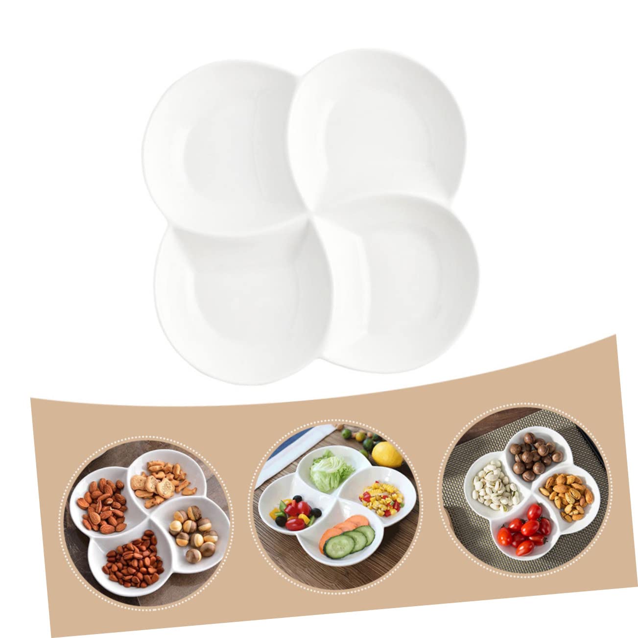 Assiette Alimentaire en Céramique à 4 Compartiments pour Repas