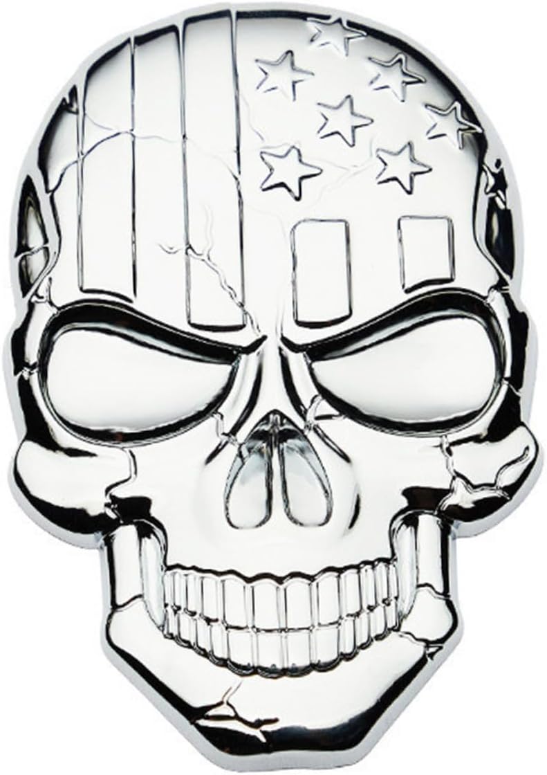 Halloween Skull Car Emblem Silver Zinc Alloy Self Adhesive