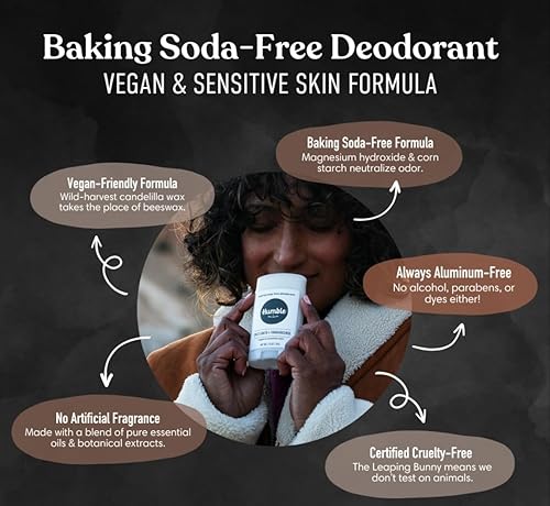 Miniatura 7 de HUMBLE BRANDS - Desodorante natural sin aluminio para mujeres y hombres, desodorante vegano sin crueldad, formulado para pieles sensibles, bergamota