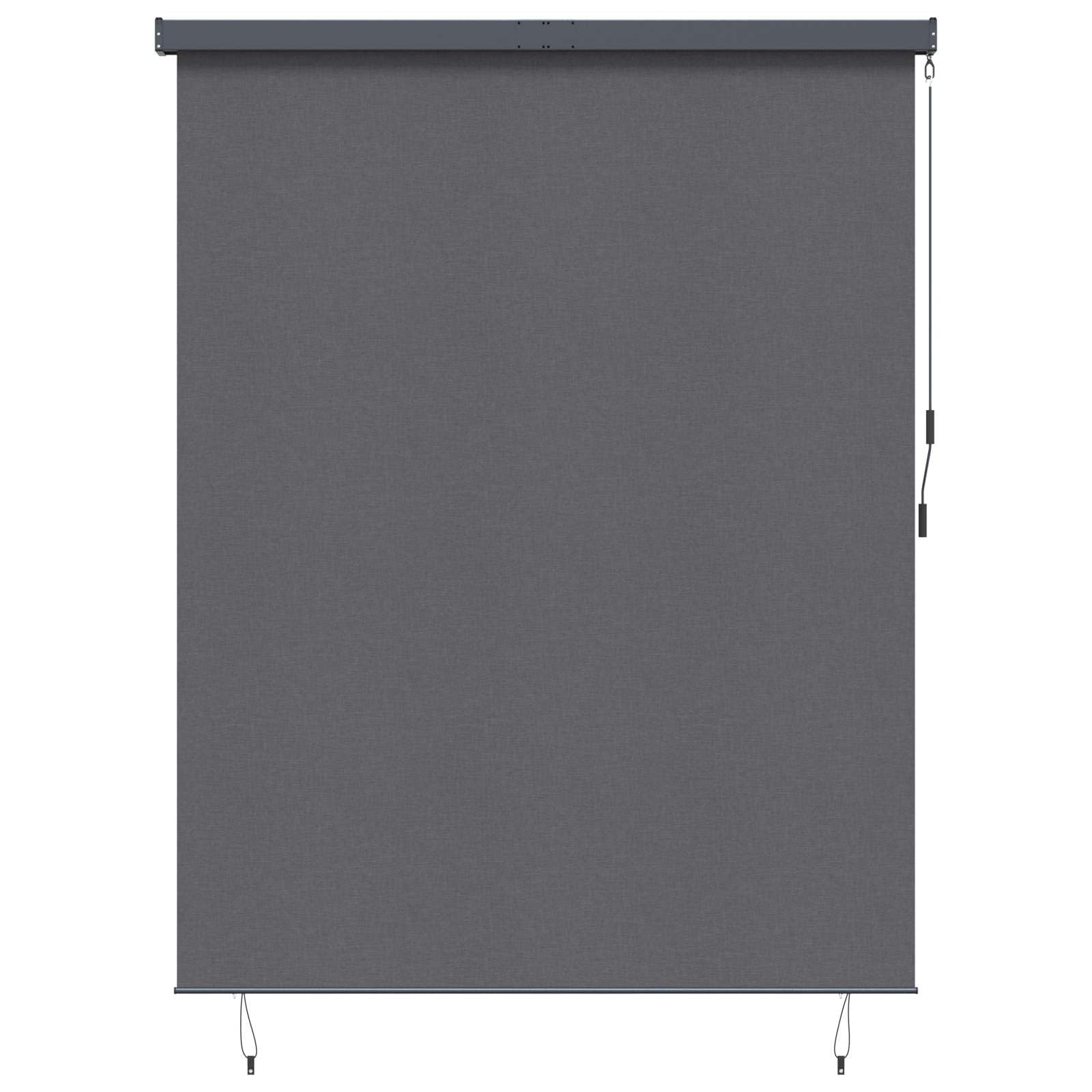 Estor exterior antracita 200 x 250 cm, tejido de aluminio con manivela, protección solar UV, privacidad, opaco, estor térmico para balcón, terraza, jardín, enrollable, montaje en techo