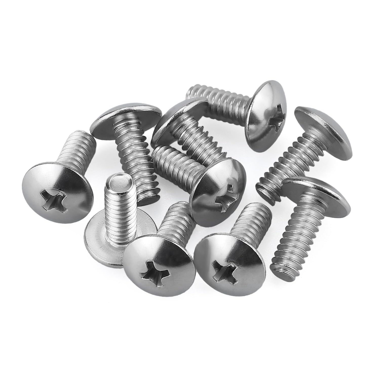 #4-40 x 1/2" Truss Head Machine Screws, Phillips Drive, Fully Machine Thread, 18-8 Stainless Steel 304, Bright Finish, Pack of 100