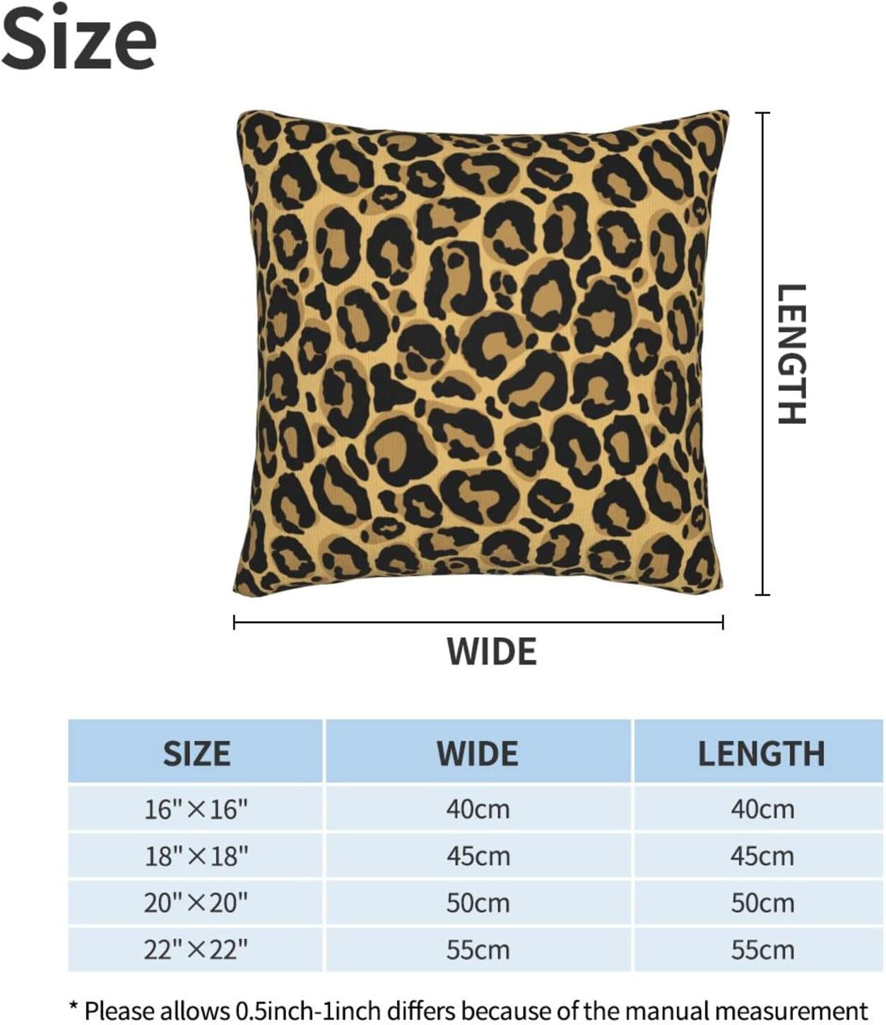 Leopard Print Polyester 18x18 Inch Throw Pillow Covers Set
