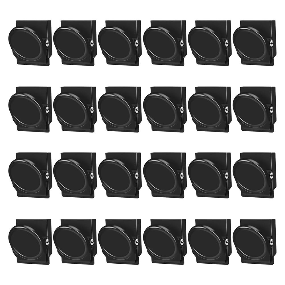Vjsujehgy Magnetic Clips, 24 Pcs Fridge Magnet Whiteboard Magnets, Metal Clips Refrigerator Magnets, Magnet Clips Black