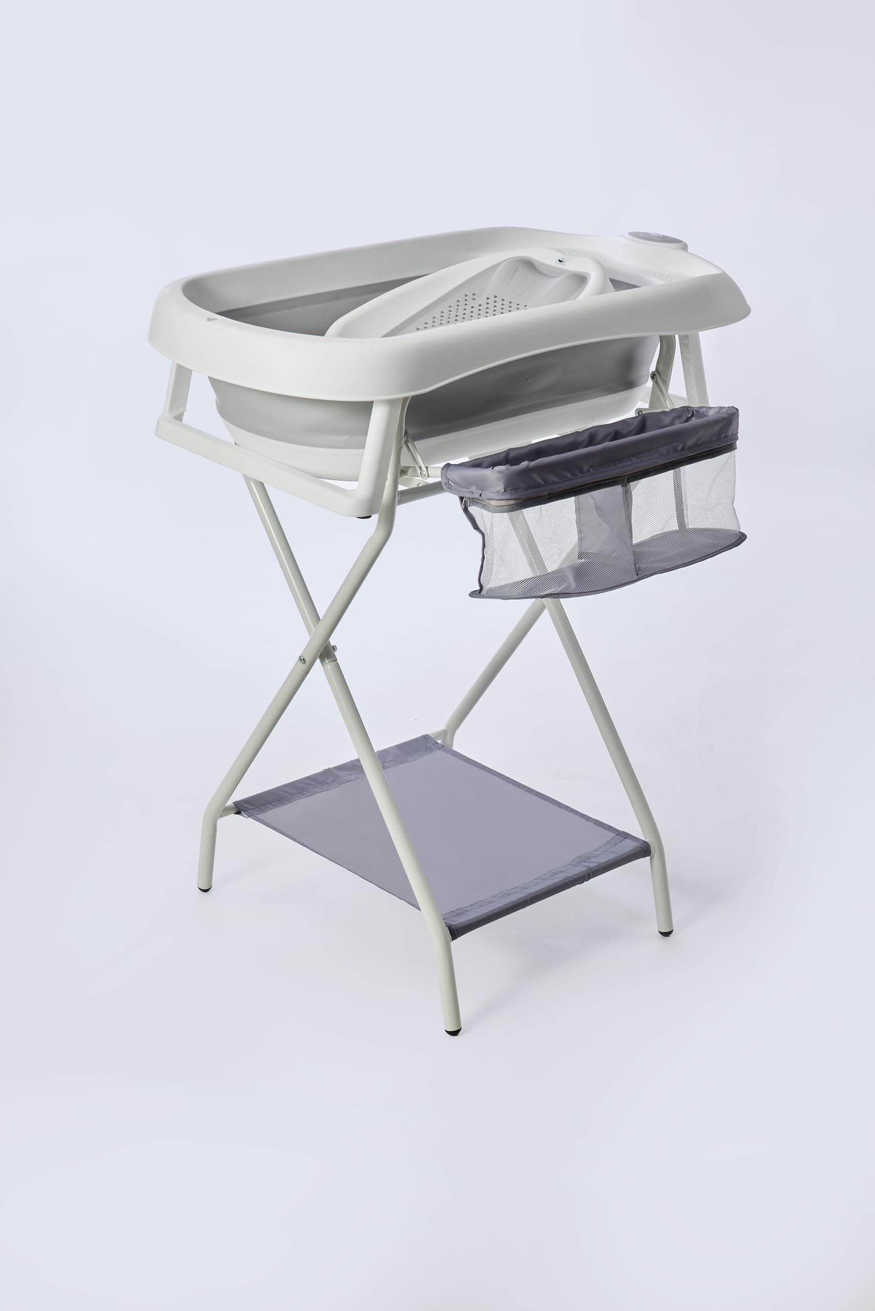 Bañera extra para bebé con soporte de aumento de altura, bañera plegable para 0-24 meses, 84 cm, gris