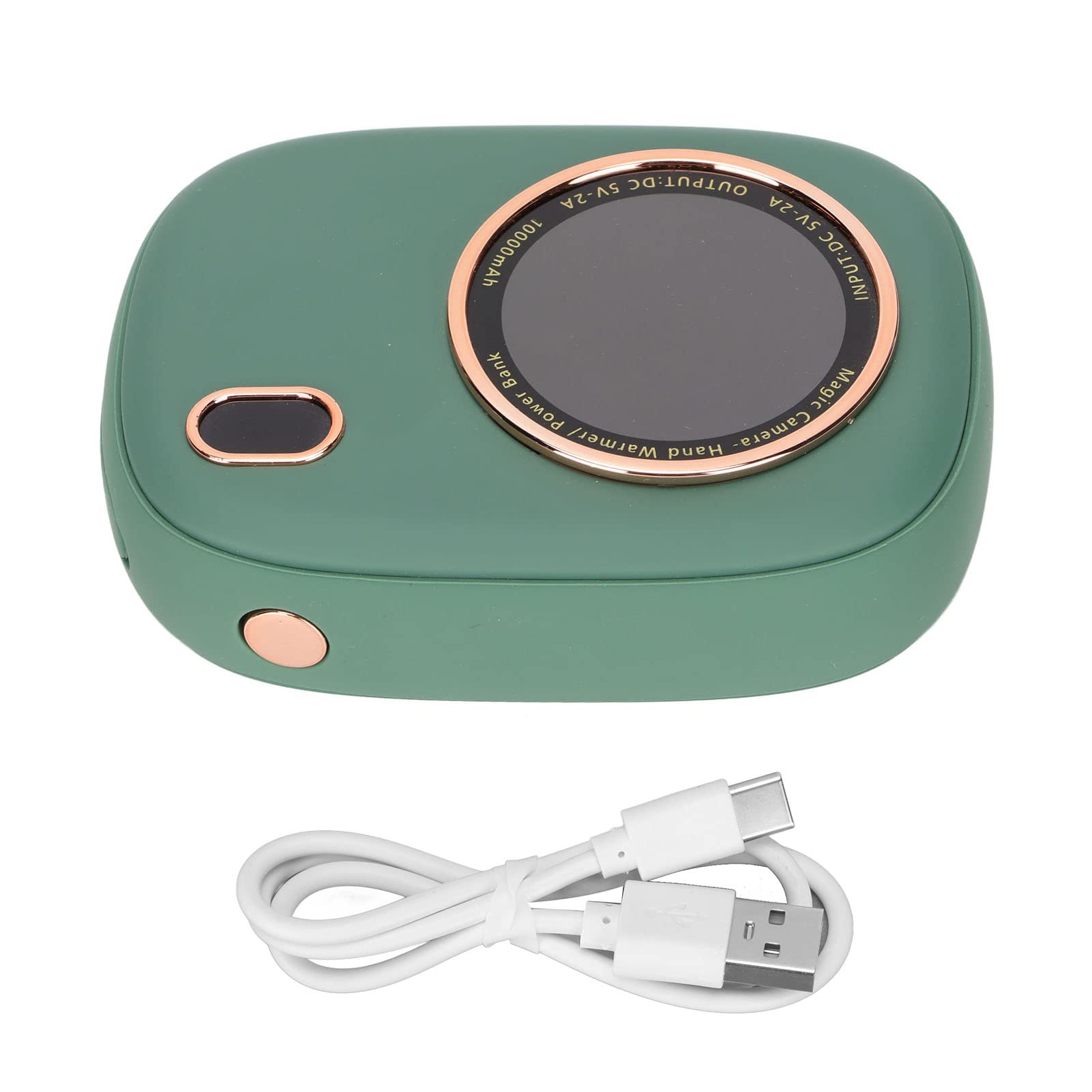 Akumulatorowy ogrzewacz do rąk Elektryczny ogrzewacz do rąk Akumulator 10000mAh Power Bank z wyświetlaczem LED na Camping Zimowe dni śnieżne(Green)