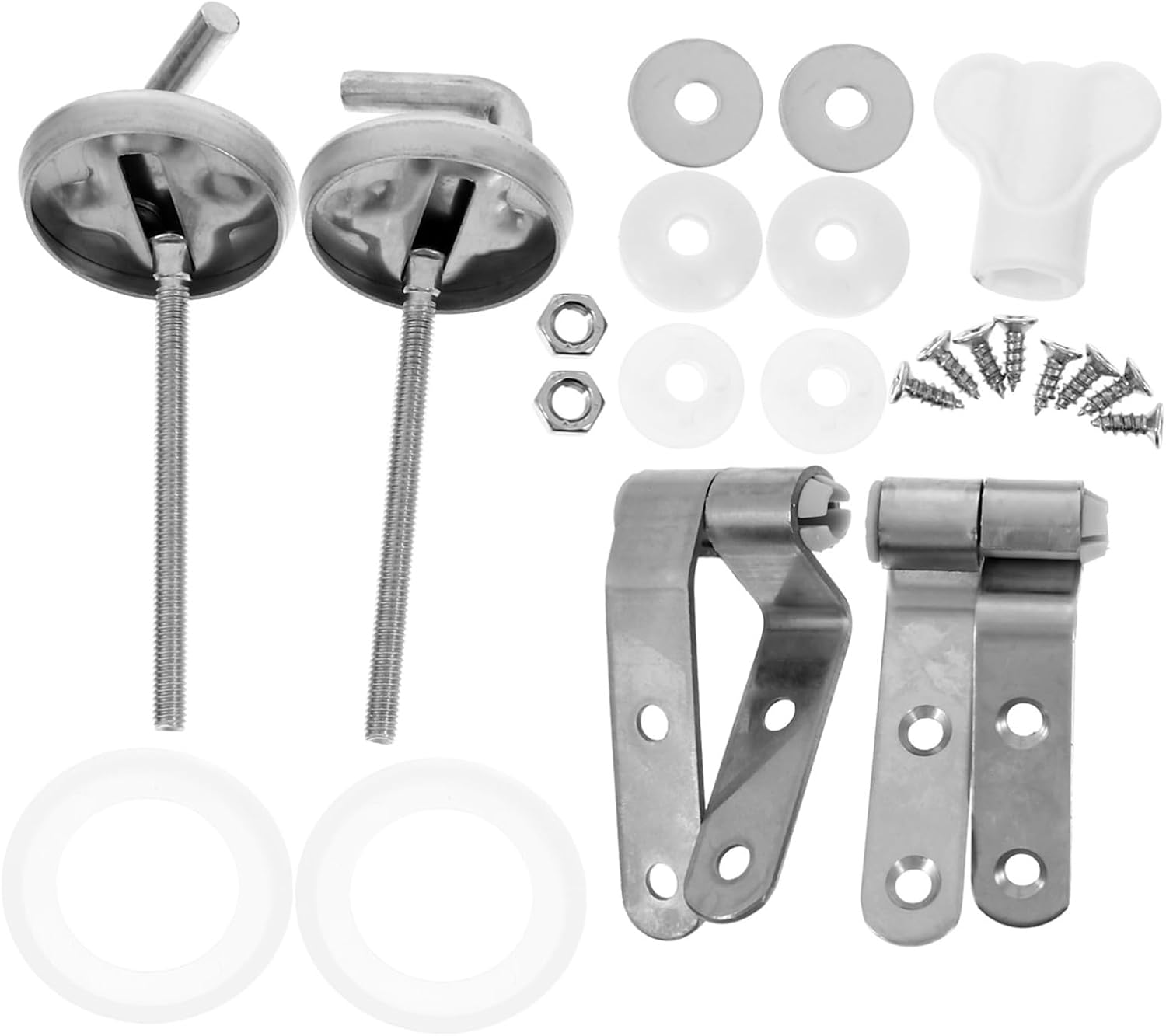 Cabilock Sturdy Stainless Steel Toilet Seat Hinges Fixing Hinge Kit Screws Hotel Guesthouse Easy Repair Replacement