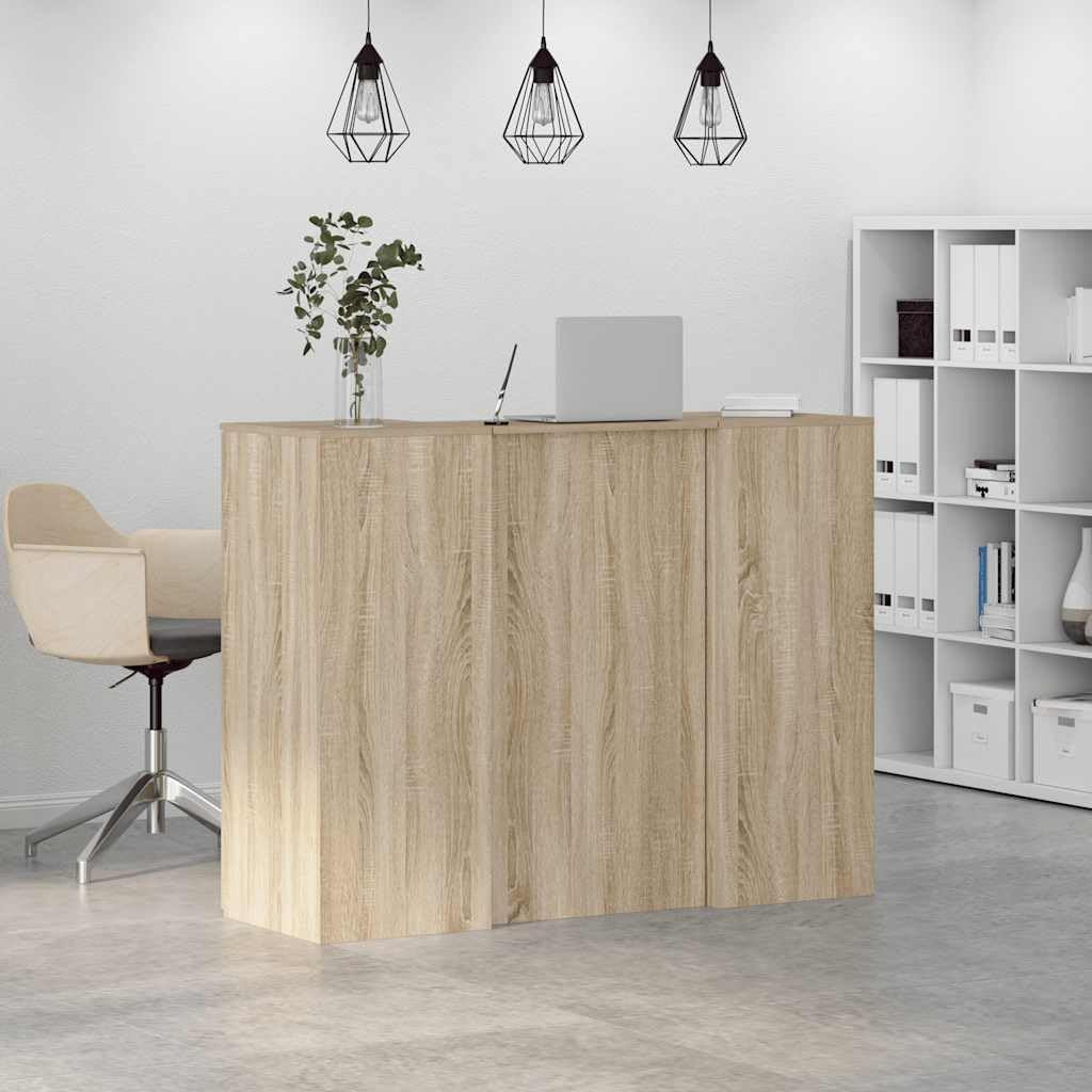 Banco reception Sonoma 135 x 50 x 103,5 cm, materiale a base di legno con piano integrato e armadio offre ampio spazio di archiviazione, mobile da ufficio robusto per ufficio aziendale
